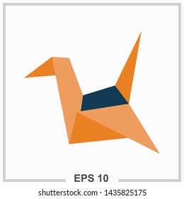 Paper bird icon colored isolated vector illustration
