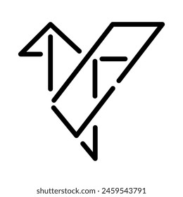 Paper bird icon. Outline style. Isolate on white background.