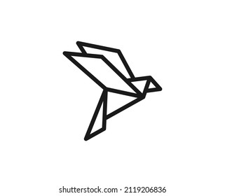 Paper bird line icon. Vector symbol in trendy flat style on white background. Bird sing for design.