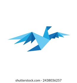 paper bird logo with blue color