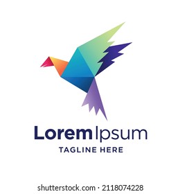 paper bird logo with gradient color concept