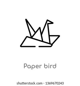 paper bird vector line icon. Simple element illustration. paper bird outline icon from user interface concept. Can be used for web and mobile