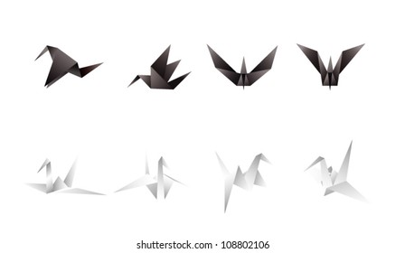 paper birds in different angles