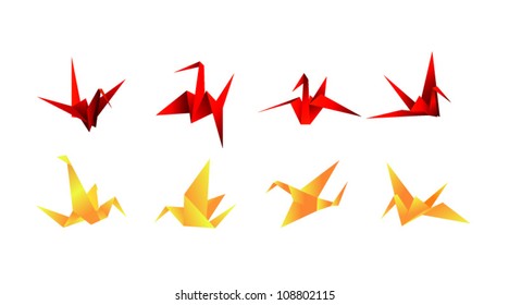 paper birds in different angles