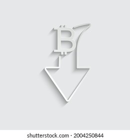 paper bitcoin  rate down icon fall sign