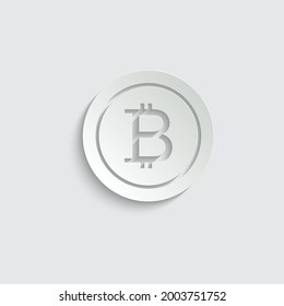 paper Bitcoin sign. Cryptocurrency symbol. cryptocurrency icon.  Blockchain-based secure cryptocurrency. Vector icon for web site design, app. 