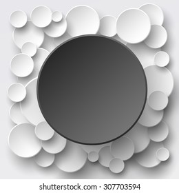 Paper black circle banners with drop shadow on white background