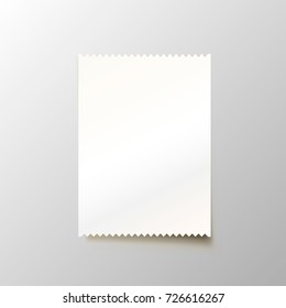 Paper blank cheque on the white background. Vector illustration