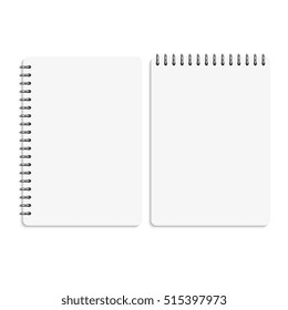 Paper blank notebooks, notepads isolated on white vector illustration. Paper notebook and clean personal memo book