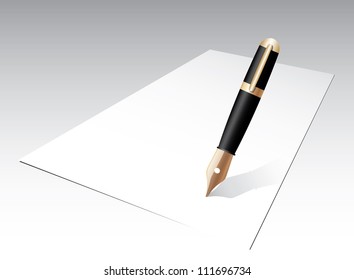 Paper blank with pen. Vector