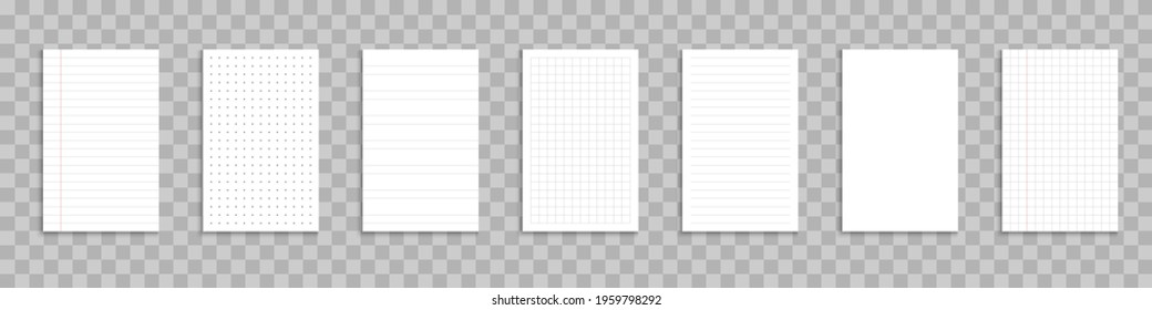 Paper blank sheets. Vector Paper sheet in line and grid. Lines design and grid page notebook. Vector illustration