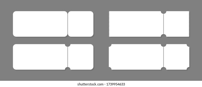 Paper blank ticket mockup design empty space. Vector illustration