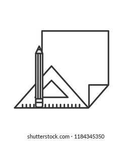 paper blank triangle ruler and pencil supplies