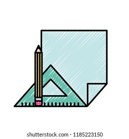 paper blank triangle ruler and pencil supplies
