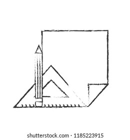 paper blank triangle ruler and pencil supplies