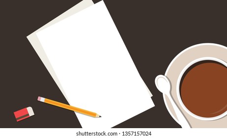 paper blank vector. free space for text. wallpaper. copy space. coffee cup vector.