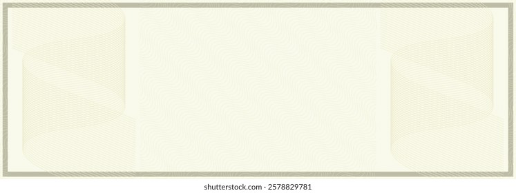 Paper blank with watermark pattern wave line, texture security document, template print frame, sheet layout, identity official style wavy, vector illustration
