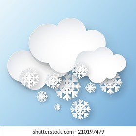 Paper blizzard clouds - vector illustration
