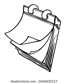 Bloco de papel com páginas de inversão, ilustração vetorial desenhada à mão