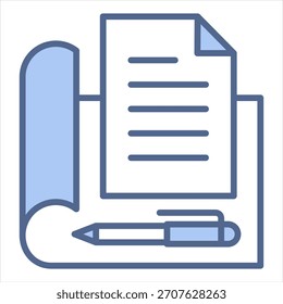 Ilustración vectorial de icono azul de papel