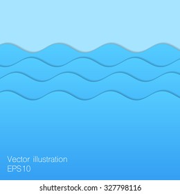 Paper blue waves. Vector illustration.