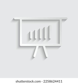 paper board with growing graph - vector icon