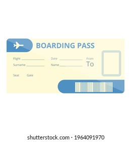 Paper boarding pass icon. Cartoon of Paper boarding pass vector icon for web design isolated on white background