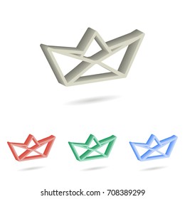 Paper boat - 3d isometric vector icons. Illustrations isolated for graphic and web design.