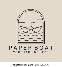 Logo, icono y símbolo del arte del barco de papel, diseño de ilustraciones vectoriales