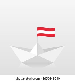 Paper boat with austria flag