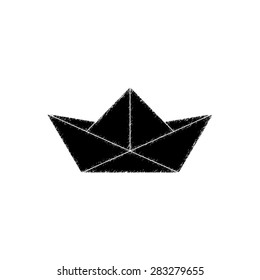   paper boat   - black vector icon