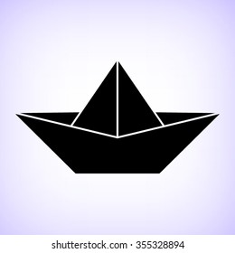 paper boat -  black vector icon