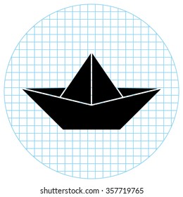 paper boat -  black vector icon
