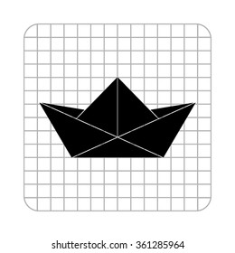 paper boat -  black vector icon