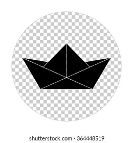 paper boat  - black vector icon