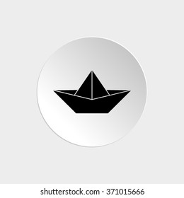 paper boat -  black vector icon