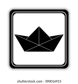 paper boat  - black vector icon