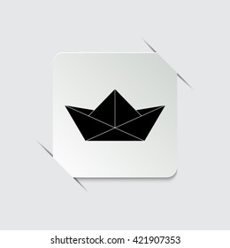 paper boat -  black vector icon