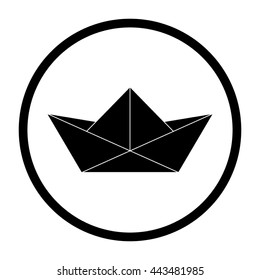 paper boat -  black vector icon