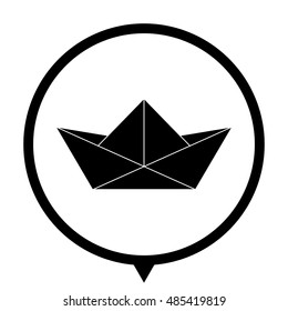 paper boat - black vector  icon; map pointer