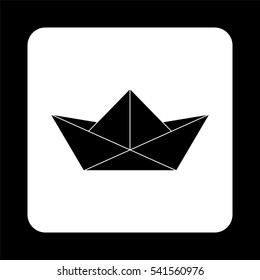 paper boat -  black vector icon