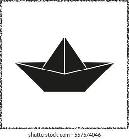 paper boat  - black vector icon