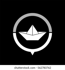 paper boat  - black vector icon