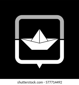 paper boat  - black vector icon