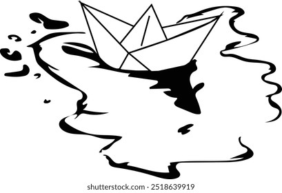 Paper Boat Cartoon Concept Stock Illustration