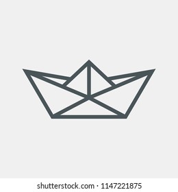 Paper Boat Cartoon Small Line Icon Quality Vector Illustration Cut