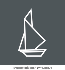 Paper boat cartoon small line icon quality vector illustration cut svg