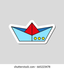 paper boat cartoon, vector icon