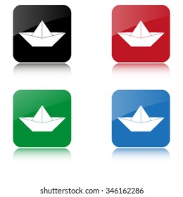 paper boat  - color vector icon  with shadow