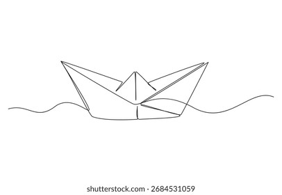 desenho de linha contínua de barco de papel,5
